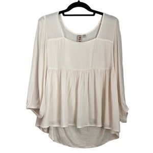 Anthropologie Dolan Cream Square Neck Babydoll Tiered Top Medium